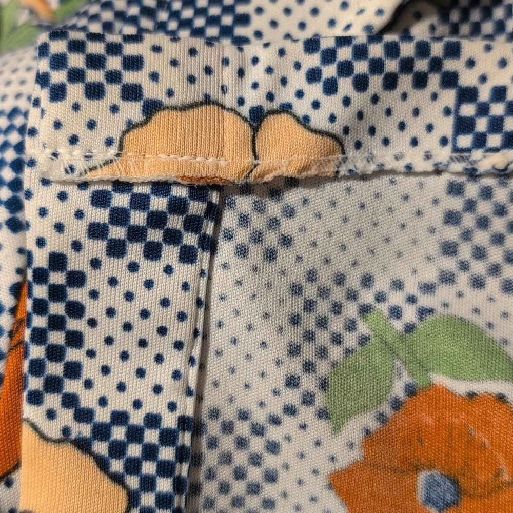 70s Mod Pointy Collar Women Shirt Groovy Green Blue‎ Orange Psychedelic Graphic - Picture 7 of 9